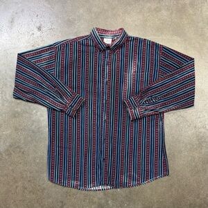 Vintage Ash Creek Trading Men’s Striped Flannel Shirt L Faded Distressed